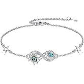 HUKKUN Ocean Sea Turtle Bracelet Sterling Silver Summer Beach Hawaiian Infinity Turtle Jewelry Gifts for Women