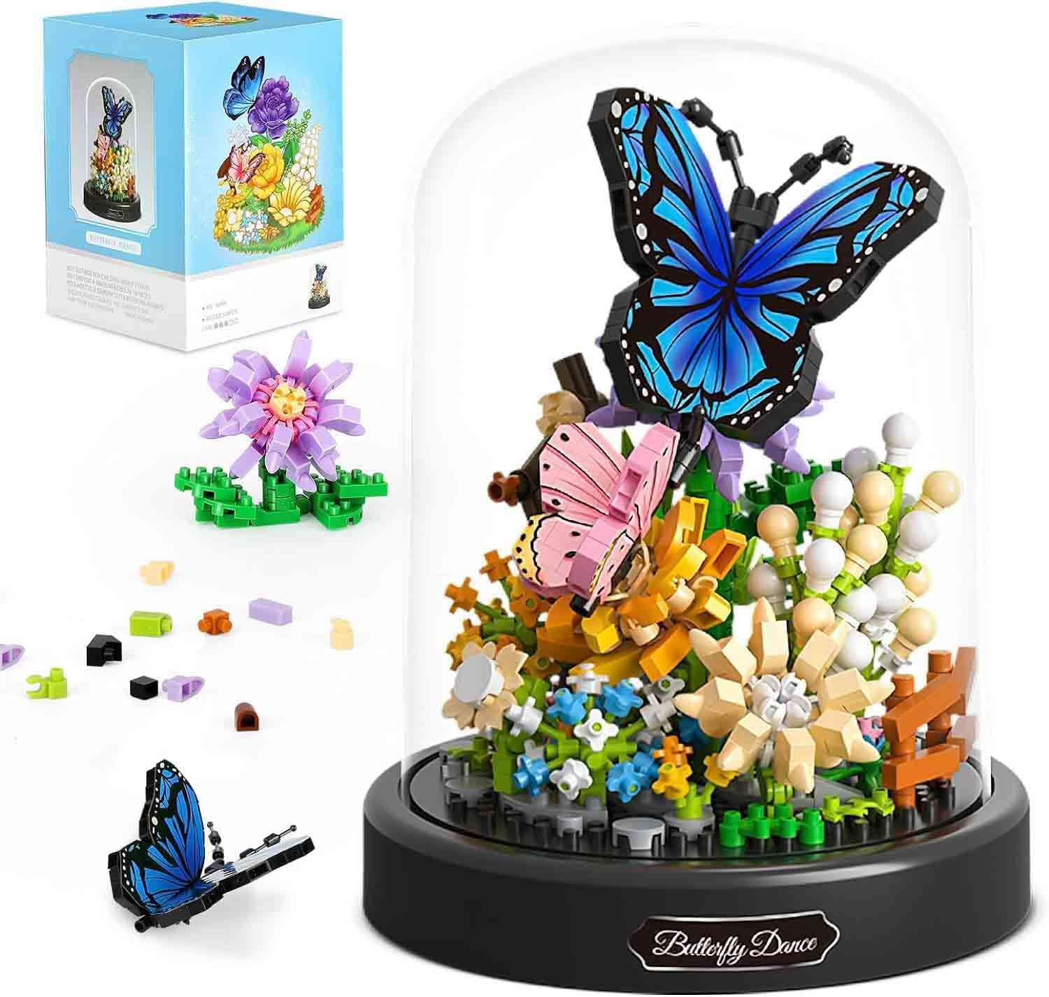 QLT Butterfly Flower Bouquet Micro Mini Building Sets,Animals Flowers Botanical Collection Toy for Adults, Valentine's Day for Her Mom Women Wife Girlfriend (530 PCS)