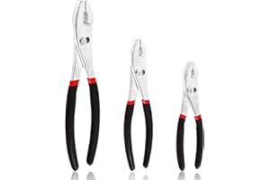 Swpeet 3Pcs 6 Inch/8 Inch/10 Inch Black Steel Slip-Joint Pliers, Pliers Set, Multi-Grip Pliers, Slip Joint with Rubber Grip H