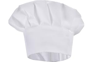 ESHATO Kids Chef Hat, Poly-Cotton Cooking Cap for Toddler, Preschooler White