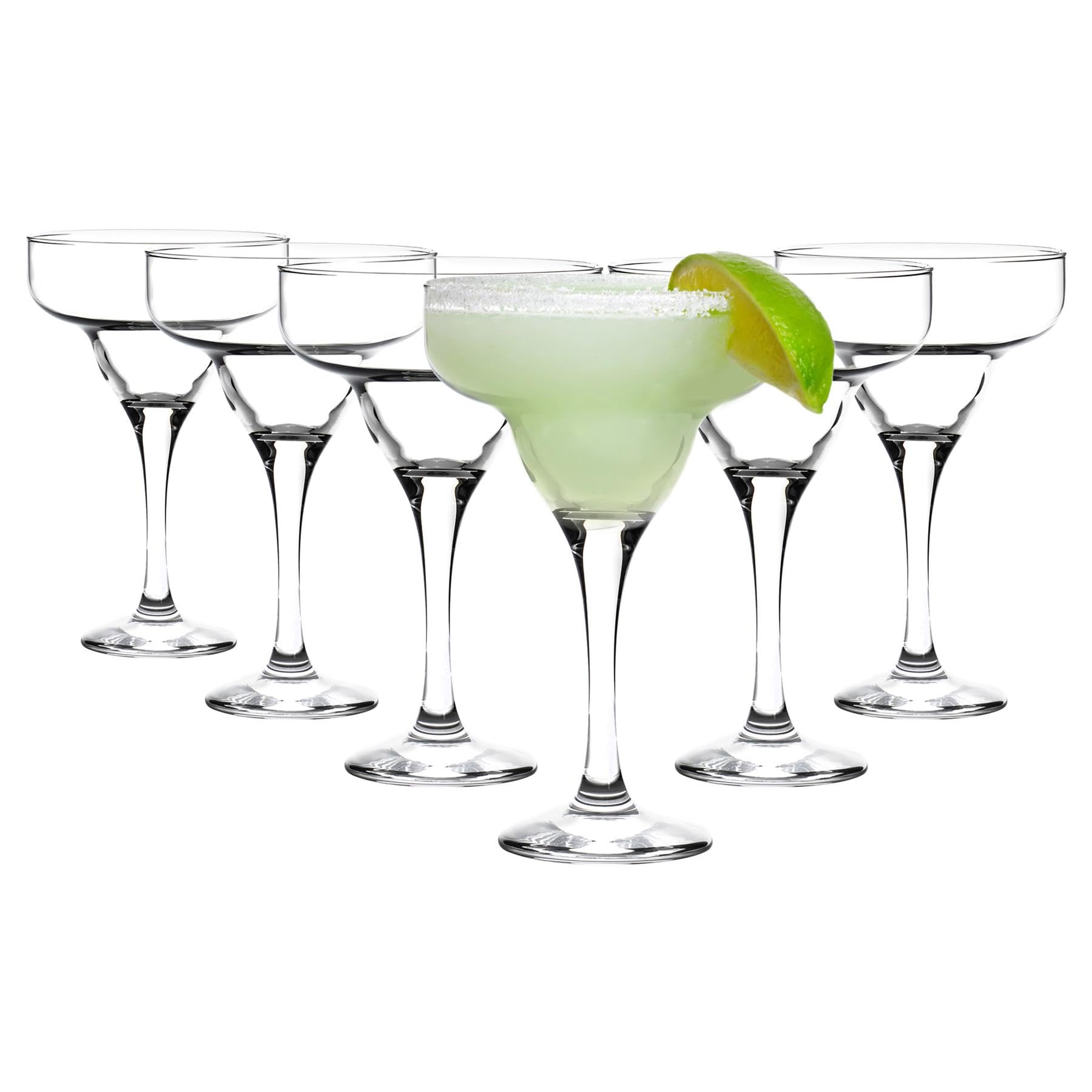Rink Drink Margarita Cocktail Glasses Set of 6-300ml (10.4oz) Classic Frozen Cocktail & Mocktail Glass Set for Tequila, Daiquiri & Party Drinks - Dishwasher Safe Barware Glassware