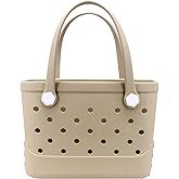 Small Rubber Beach Bag, EVA Travel Mini Tote for Women Waterproof Outdoor Beach Tote Washable Bitty Bag Open Handbag