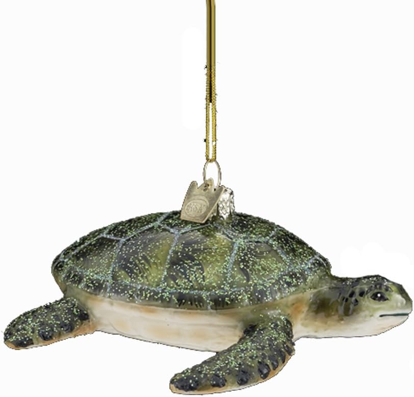 Noble Gems Kurt Adler 4-Inch Glass Sea Turtle Ornament