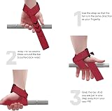 WFX Weight Lifting Straps Wrist Support Padded Neoprene Red view 5