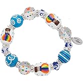Clementine Designs Hot Air Balloon Sky Rhinestone Glass Beaded Kate Macy Stretch Bracelet