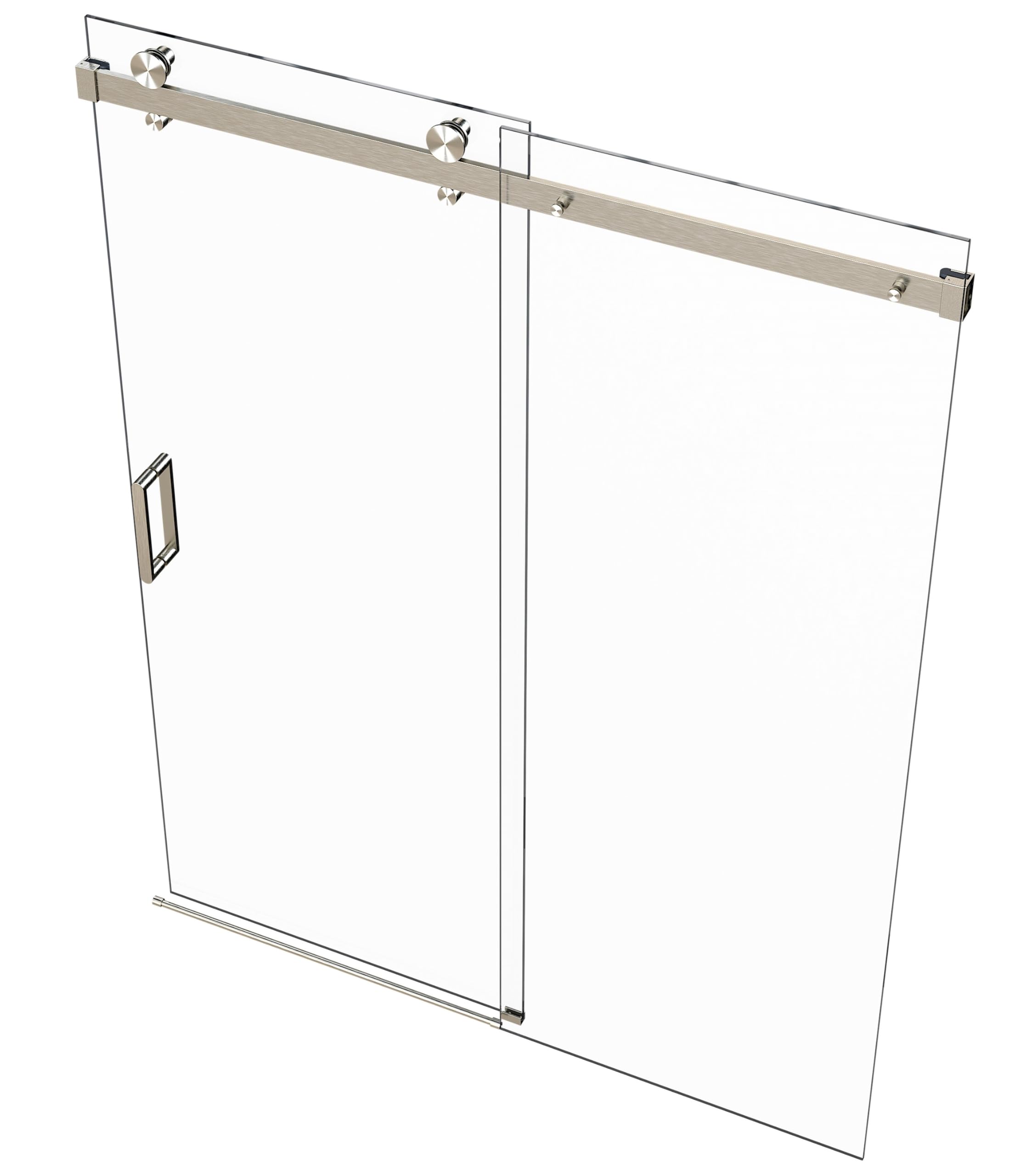 Photo 1 of *** SIMILAR PRODUCT ***EUROTECH SHOWERS VITRA-100 56"-59.25" W x 78" H, Single Sliding Frameless Shower Door, 3/8" Clear Tempered Glass (Brushed Nickel)