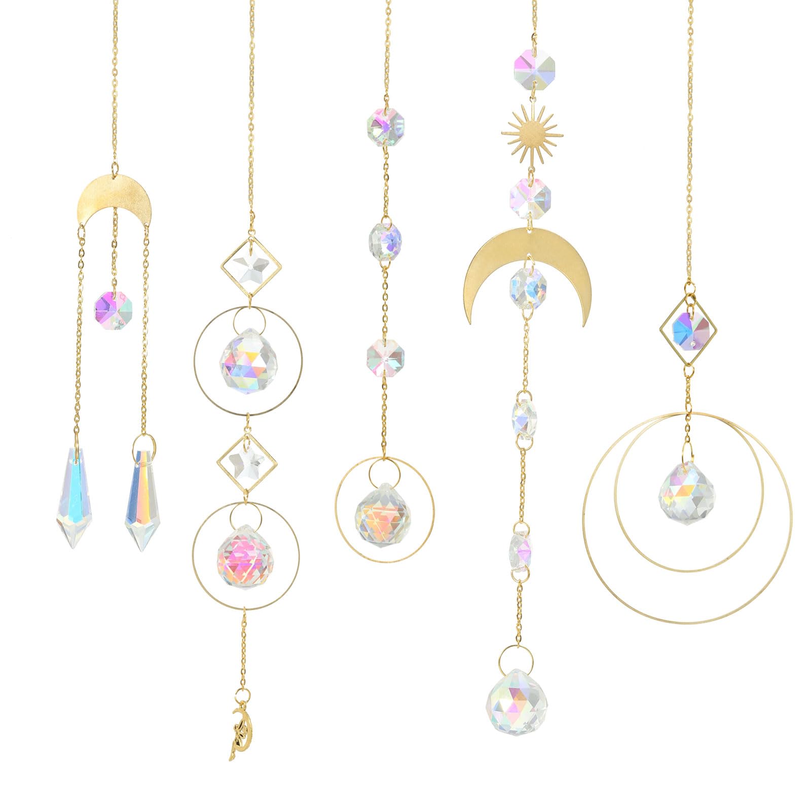 PATIKIL Crystal Suncatcher, 1 Set Hanging Colorful Crystals Prism with Chain for Windows Decor Rainbow Patio Garden