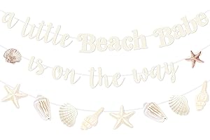 Beige Beach Babe Baby Shower Banner Set, Seashell Baby Shower Party Decor for Parents-to-Be, A Little Beach Babe Is On The Wa