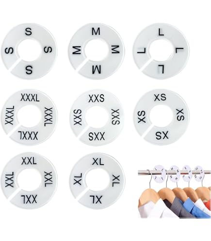 6 Pack Blank Round Clothing Rack Dividers - Fits 1.25" Round & 1" Square Racks, Plastic White Rings For Size Labels