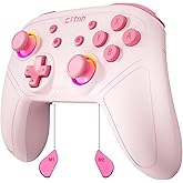 linhugame Wireless Controller For Switch,Compatible with switch 2/switch/lite/OLED/steam/PC, Hall Effect joysticks,6-Axis Gyro,Turbo,1000mAh Battery, Programmable Back Buttons(pink)