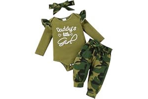FAMIHAO Baby Girl Clothes Set Daddys Little Girl Printed Ruffle Top Floral Pant Newborn Infant Girl Clothing Outfit