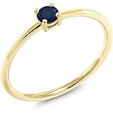 Gem Stone King 10K Yellow Gold 3.5MM Round Gemstone Birthstone Solitaire Engagement Ring | Wedding Anniversary Promise Gold Ring For Women | Available In Size 5, 6, 7, 8, 9