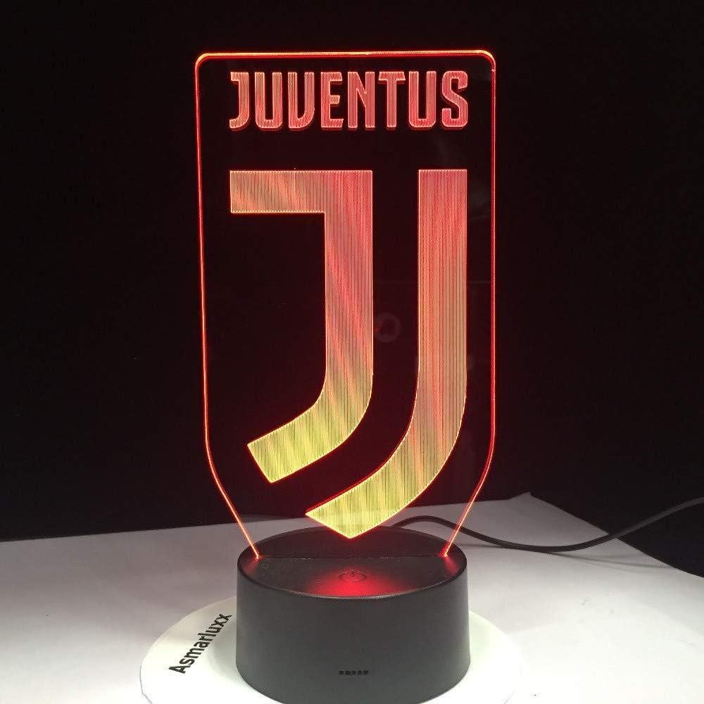 3D Night Light Soccer Lamp Football Juventus Club New Logo 7 Colorful Led Night Light Best Gifts for Kids Dad Friends Dropship Birthday Gift [Energy Class A++]