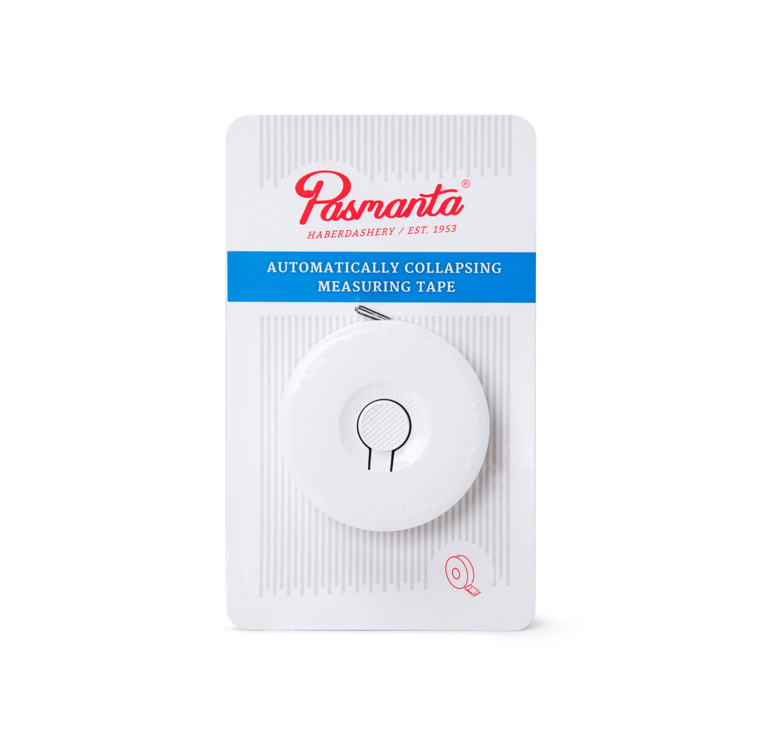 Pasmanta Tape Measure, Convenient Self-retracting Measuring Tape, Hoechstmass Rollfix technology, Durable & Impact-Resistant ABS Plastic Case, With Push Button and Metal Fitting - 150 cm x 5 cm