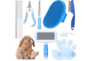 8 PCS Rabbit Grooming Kit, Rabbit Brush, Small Animal Pets Grooming Kits Include Pet Grooming Shedding Slicker Brush, Bath Ma