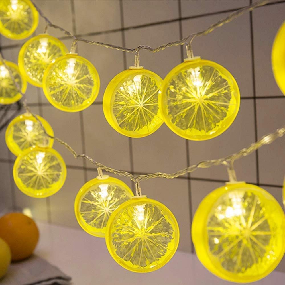 YOLIGHT Lemon Slice Lights Rope String Fairy LED Fruit Lamp Battery Powered Warm White for Christmas Holiday Party Decoration (Yellow Lemon Slice, 3M/20LED)