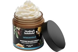 Healing Solutions - Whipped Tallow Balm, 100% Grass Fed/Grass Finished Beef Tallow with Organic Jojoba & Manuka Honey for Skin, Face & Body, All Natural Moisturizer Cream, Made in USA
