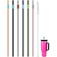 KLOWOAH Replacement Straws for Owala 40oz Tumbler, 6 Colours with 1 Brush (6 Pack for 40oz)