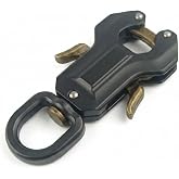 Pawkooly Heavy Duty Frog Clip Dog Leash Buckle for Round Rope, 360&deg; Swivel Locking Clasp Quick Release Metal Tactical Dog Collar Connector for Training Walking Hiking, Black