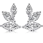 Tunzug Marquise Moissanite Earrings Angel Wing Studs D Color VVS1 Clear Moissanite Earrings 18K Gold Plated S925 Sterling Silver Friction Back Stud Earrings for Women
