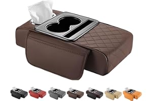 Multifunctional PU Leather Car Armrest Box Mat with Central Elbow, Multifunctional Car Armrest Cushion with 2 Storage Bags & 
