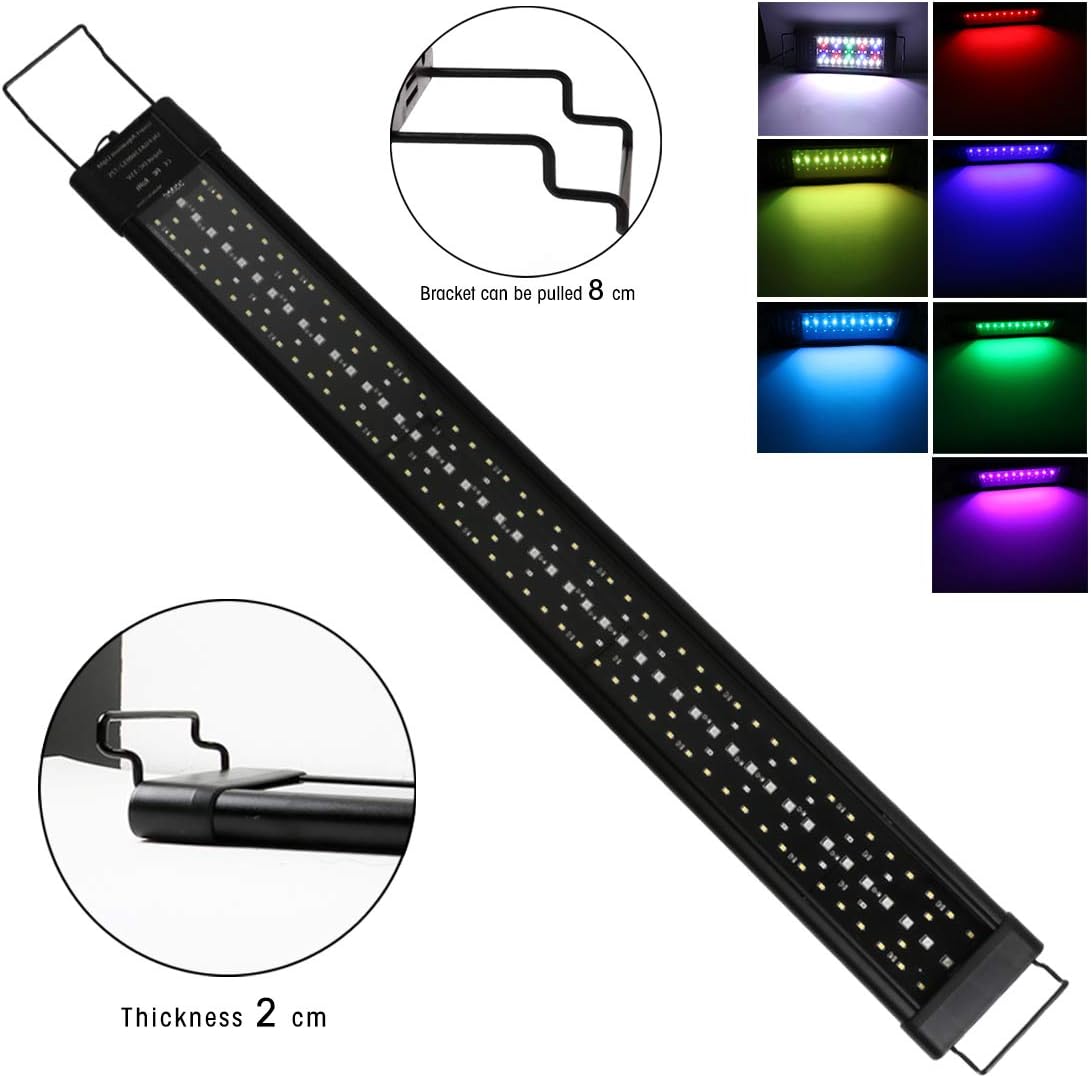 CrownLEDJG LED Aquarium Light 60W 45inch Fish Tank Light with Extendable Brackets for 45-55inch Aquariums Timing RGB Full Spectrum for Freshwater Fish Tank Plant Marine