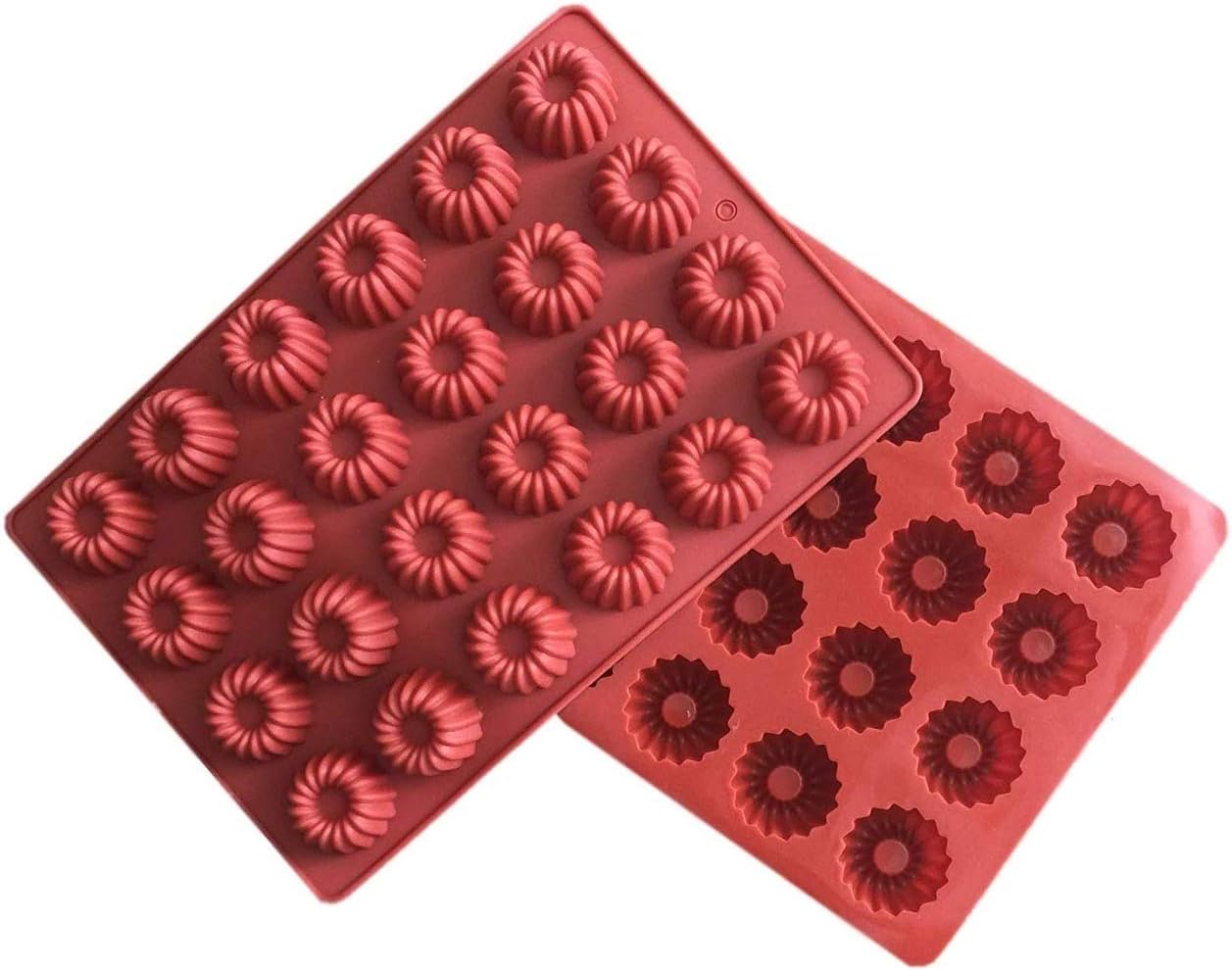 Fancy Bundt Cake Donuts Silicone Baking Pan Flexible Mold Ice Tray Cookie 2 Pack