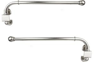 Furnishland 1/2-inch Diameter Swing Arm Rods, Set of 2, 14-inch to 24 inch, Brushed Steel