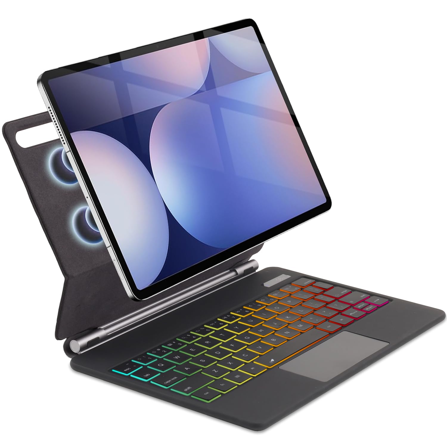 Photo 1 of Wineecy Touchpad Magic Keyboard Case for Samsung Galaxy Tab S10+ Plus/S9+ Plus/S9 FE+ Plus/S8+ Plus/S7+ Plus/S7 FE 12.4 Inch,Rainbow Backlit Magic Floating Cantilever Stand Magnetic Keyboard Cover