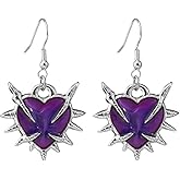 Gothic Thorn Dangle Earrings,Vintage Crystal Heart Drop Earring Punk Style Victoria Earrings Y2k Aesthetic Hip-Hop Earring Halloween Mystery Witch ewelry