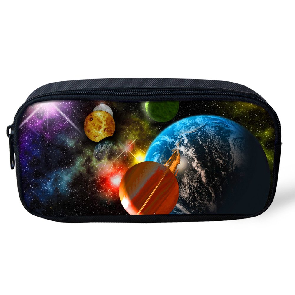 HUGS IDEA Galaxy Planet Pencil Case Pen Pouch Student Stationery Bag Kids Coin Purse