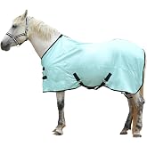 Gallopoff Horse Fly Sheet, Standard Neck, Breathable Fine Mesh Summer Sheet | Dual Buckle Front, Cross Surcingles &amp; Leg Straps for Adjustable Fit &amp; Hold, Nylon Shoulder Lining &amp; Fleece Withers Reduce Rub