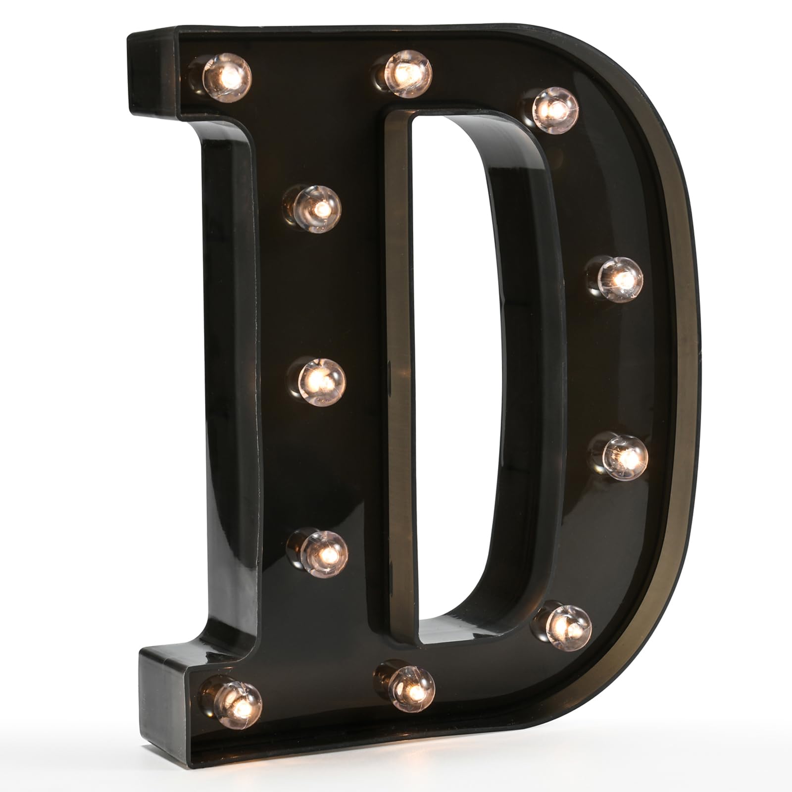Photo 1 of OYCBUZO Light Up Black Alphabet Marquee Letters Sign LED Marquee Number Lights Sign for Night Light Home Bar Christmas Lamp Birthday Party Wedding Decoration D