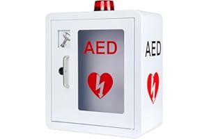 MANSAIN AED Cabinet Wall-Mounted AED defibrillator Storage Cabinet, Stainless Steel Material with Alarm and Two Keys, Fits Al
