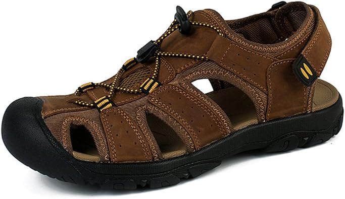 mens leather closed toe sandals uk
