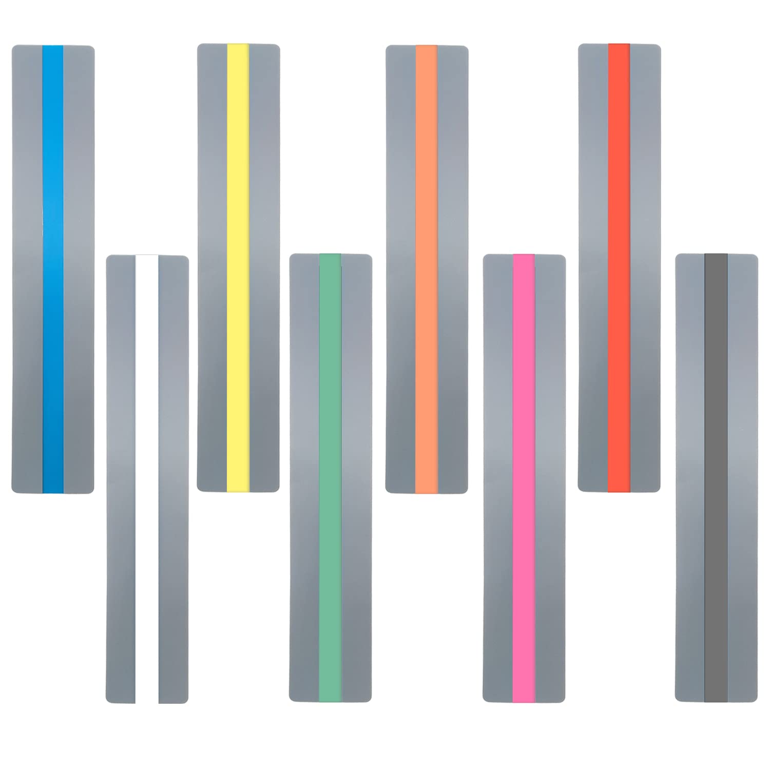 8PCS Guided Reading Highlight Strips, Colored Overlay Reading Tracking Rulers for Dyslexia Irlens ADHD to Reduce Visual Stress, Visual Aids Overlays Ruler for Reading Beginner Y4-YDSQ