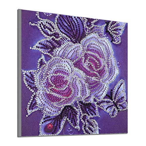 5D Diamond Painting Mosaic Making 5D DIY Special Shape Diamond Painting Flower Cross Stitch Embroidery- Purple - Thumbnail 6