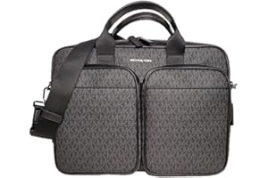 Michael Kors Men's Cooper Signature Coated Canvas Logo Briefcase Bag (Black/Gunmetal)