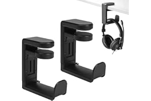Shoyisenka 2 Pcs Adjustable Under Desk Headphones Stand Holder - Gaming & Office Headset Hook Hanger, Space-Saving Accessorie