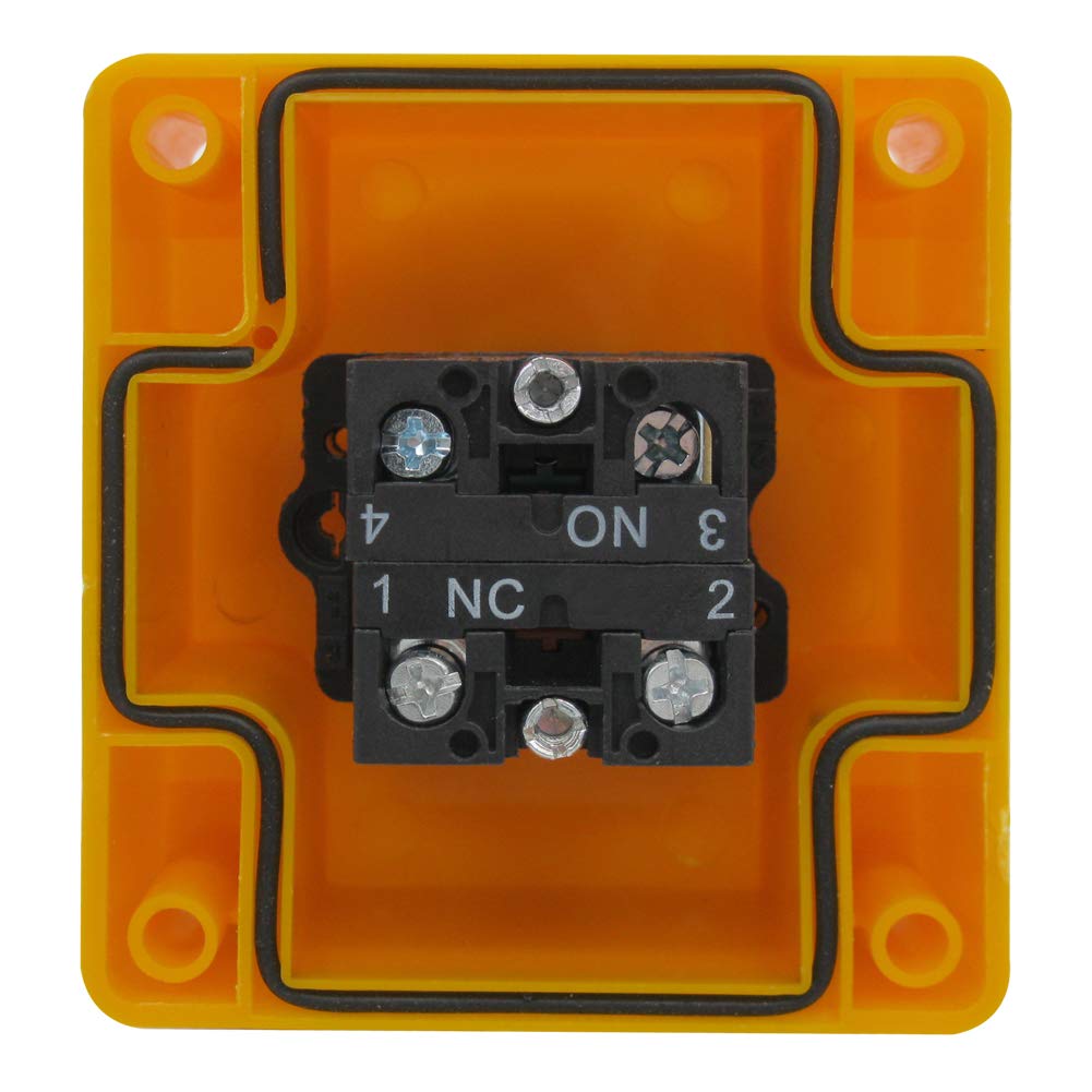 mxuteuk 22mm Red Mushroom Switch Station Box 1NC 1NO Red Mushroom Emergency Stop Push Button Switch Estop AC 660V 10A Switch Station Box,1 Year Warranty HB2-ES545-BOX-Y - Image 4