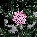 Saim Set of 12 Snowflake Christmas Ornaments Winter Wedding Favor Birthday Party Theme Decoration for Girls - Iridescent Pink Glitter - 4