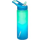 EcoVessel WAVE Tritan Plastic Sports Water Bottle with Flip Top Straw, Leak Proof Lid, and Carry Handle Reusable Water Bottle for Gym 24 oz (Galactic Ocean)