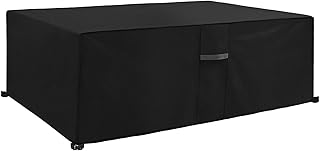 Dokon Gartenmöbel Abdeckung mit Belüftungsöffnungen, Wasserdicht, Winddicht, UV-Beständiges, Schwerlast 600D Oxford Gewebe Schutzhülle für Gartentisch Sitzgruppe, Rechteckig (213x132x72cm) - Schwarz