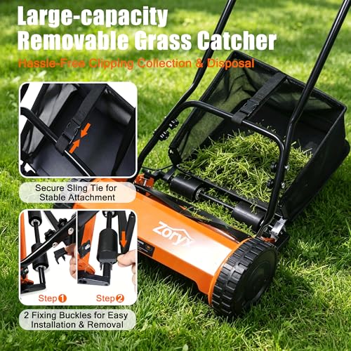 Zoryx 14-Inch 5-Blade Push Reel Lawn Mower, Manual Reel Walk Behind Mower photo 12