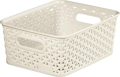 Curver My Style Rattan Effect Set of 3 Storage Baskets 13 L Off White