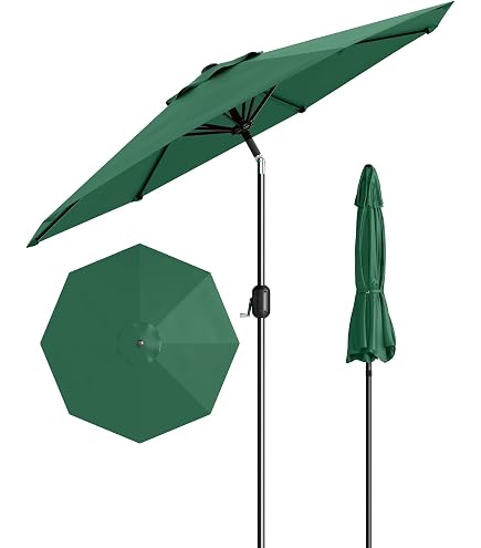 Kiwi Color Umbrella for Patio 102 In. H X 108 In. in D Size, Crank Lift, Uv and Wind Resistant Push Button Tilt Octagonal Shape Lightweight Frame