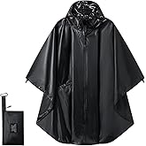 Rian c0de731 Hooded Rain Ponchos for Adult - Rain Coat and Rain Jacket with Waterproof Pocket and Zipper