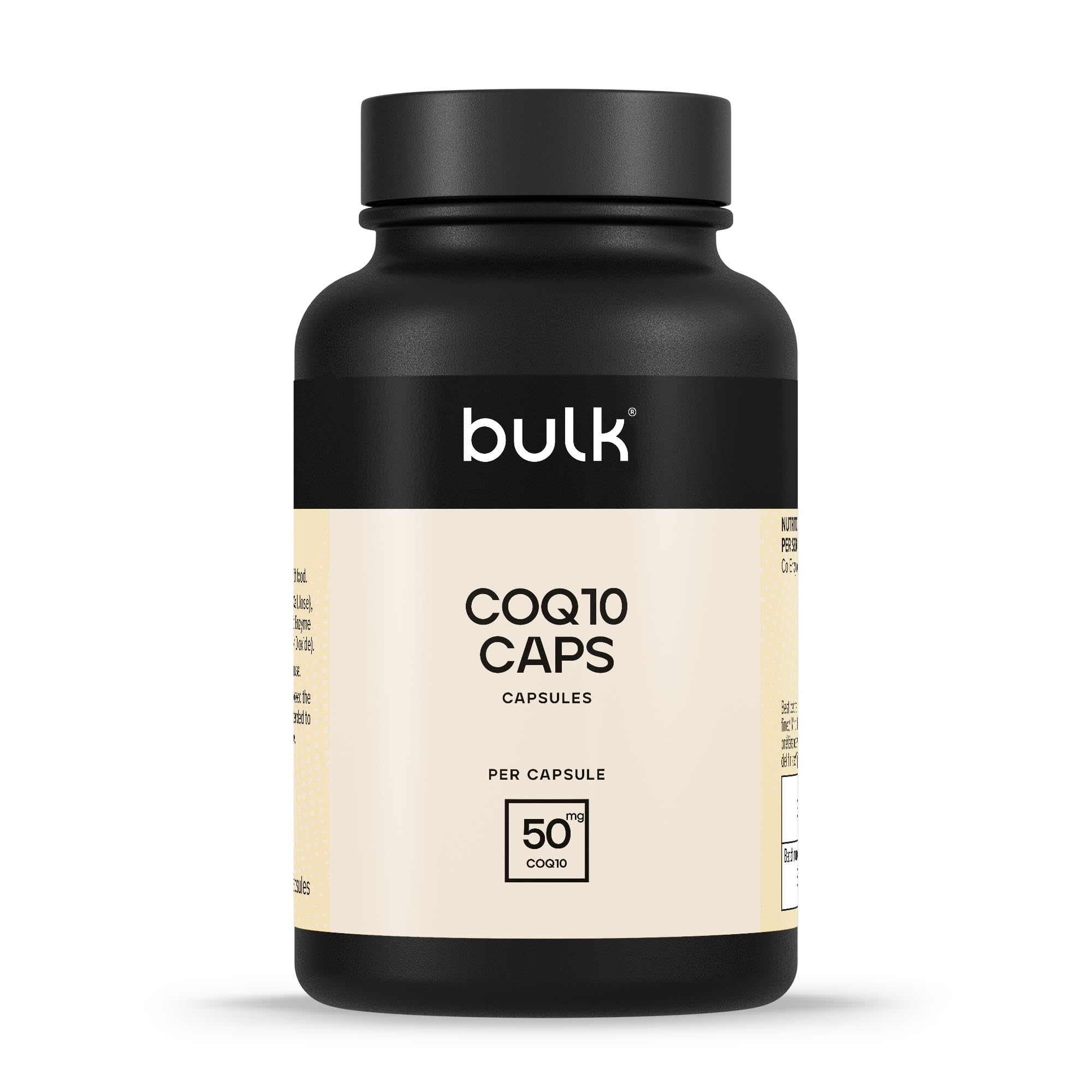 Bulk Co Enzyme Q10 (CoQ10) Capsules, 50mg, 60 capsules, 60 Servings, Packaging May Vary