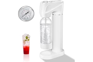 spoonlemon Soda Maker, Seltzer and Sparkling Water Maker for Home, Soda Machine with 1L BPA Free PET Bottle, Compatible with Any Screw-in 60L CO2 Exchange Carbonator (NOT Included), White
