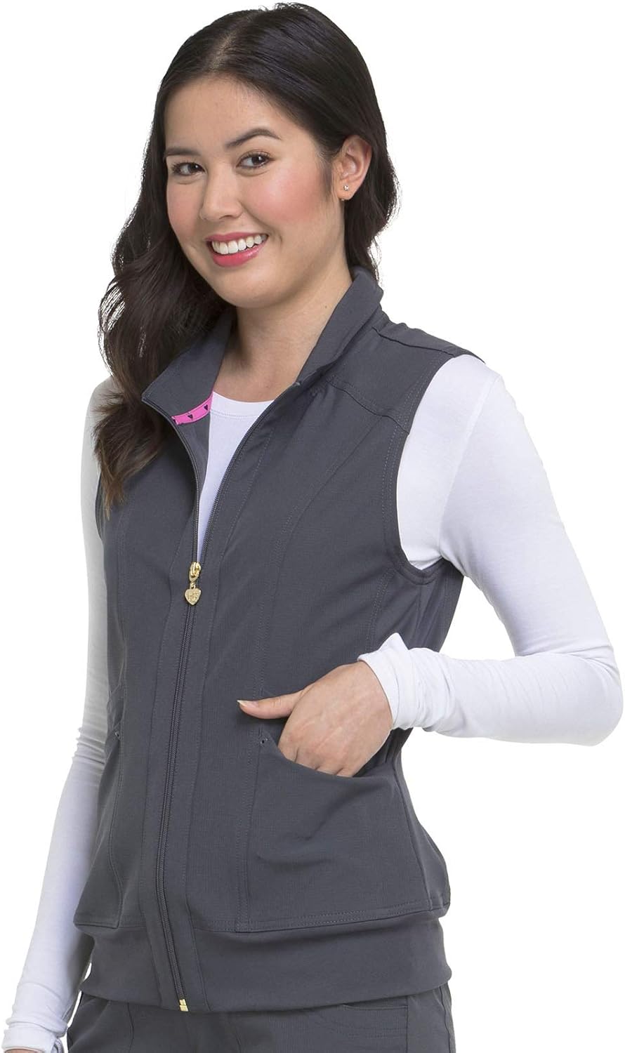 HeartSoul Break on Through HS500 Women's In-Vested Love Solid Scrub Vest: Clothing